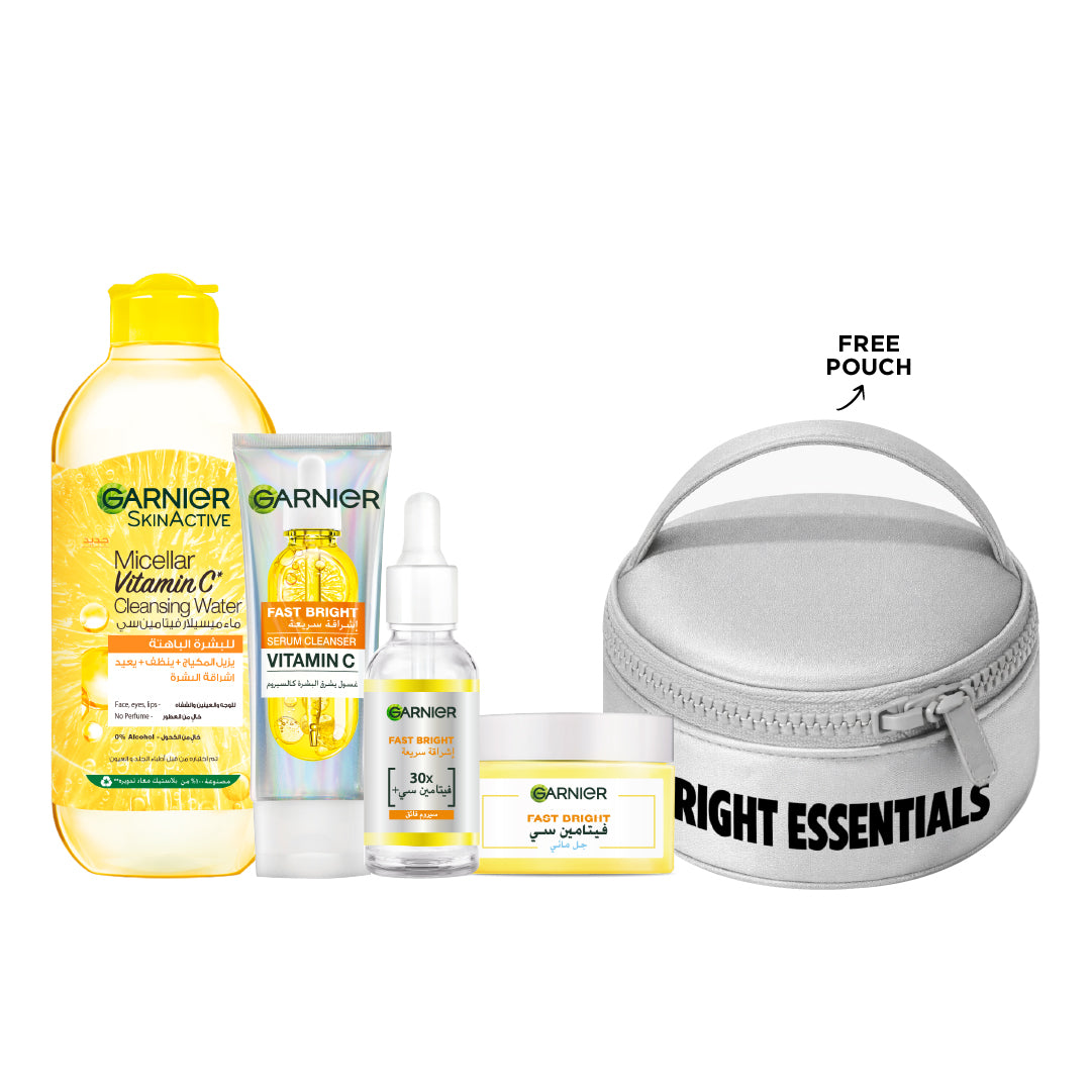 Garnier - Fast Bright Micellar + Serum Cleanser + Day Serum + Water Gel | MazenOnline