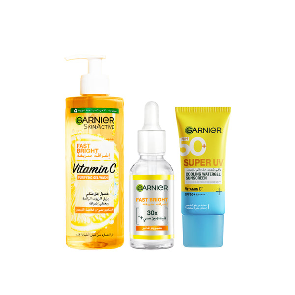 Fast bright wash + day serum + UV Cooling gel