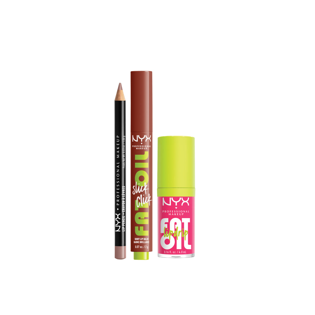  Slim Liner Pencil  + Fat Oil Lip Drip Gloss +  Fat Oil Slick Click Shiny Lip Balm