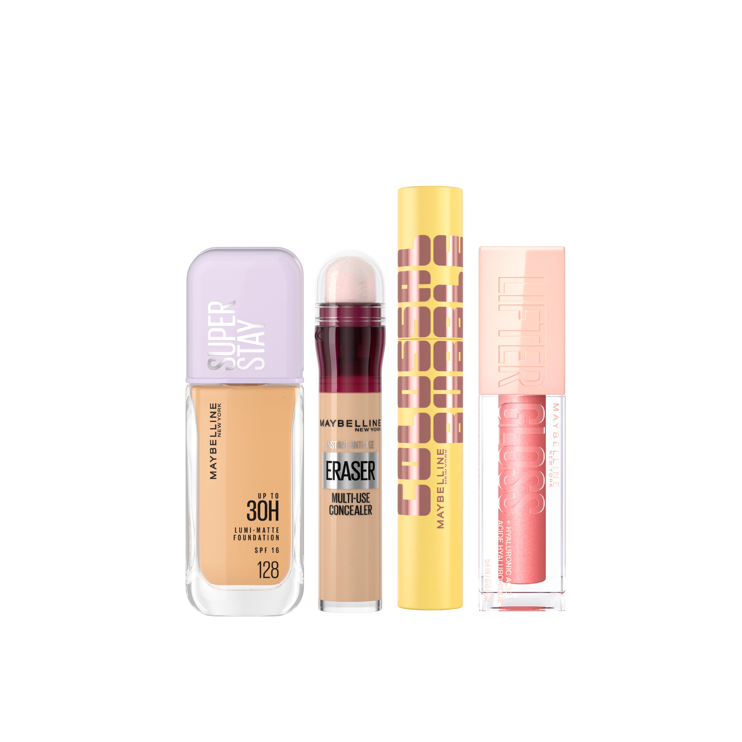 Lumi Matte Foundation + Instant Age Rewind + Lifter Gloss + Collosal Bubble Mascara