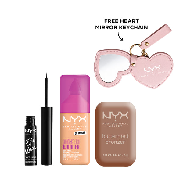 Epic Wear Liquid Liner + Buttermelt Bronzer, Powder Bronzer + Make 'Em Wonder Liquid Foundation + Gift
