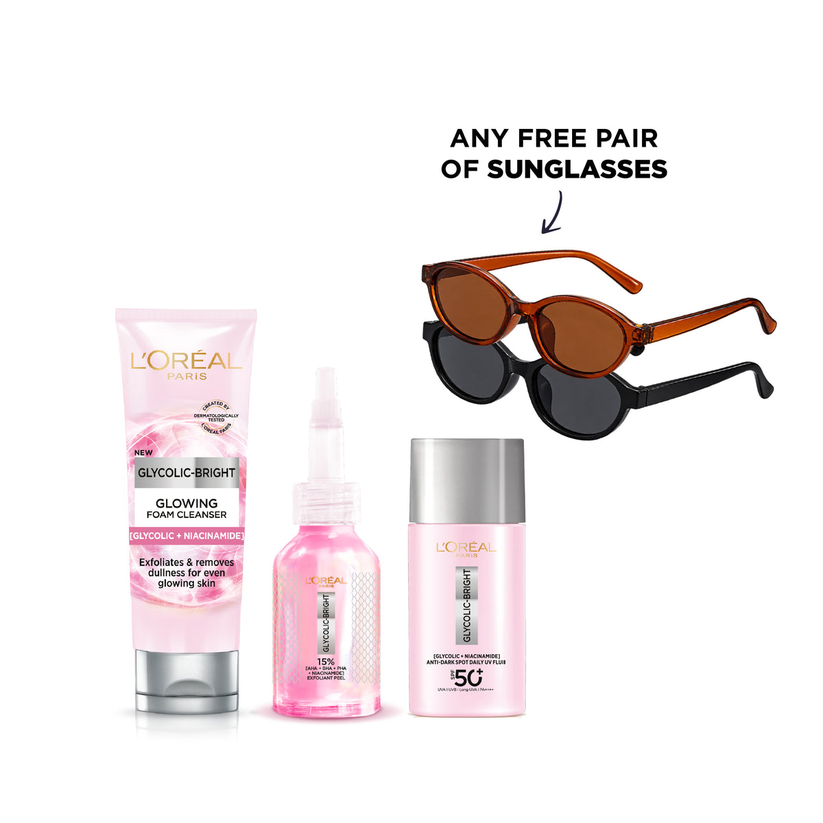 Glycolic Bright Wash + Glycolic Peel + UV