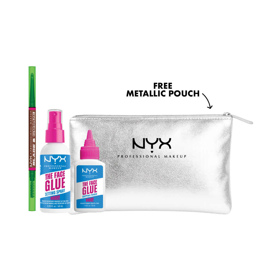 NYX Professional Makeup - The Face Glue Primer + The Face Glue Setting Spray+ Blade & Shade, Dual Edged Brow Pencil + Gift | MazenOnline