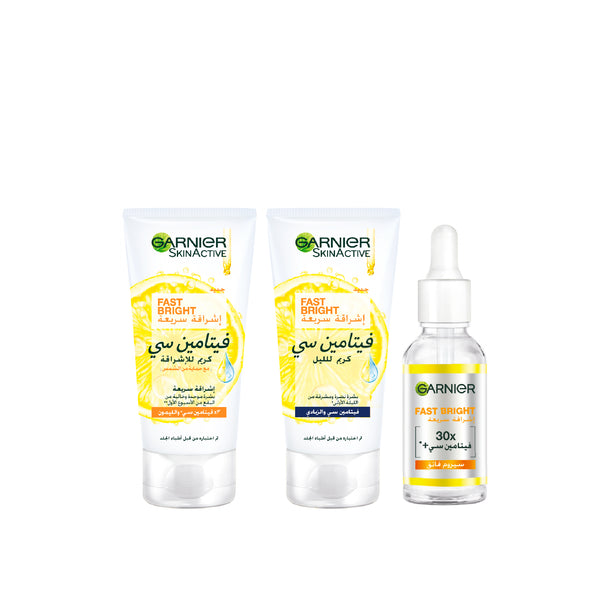 Fast bright day cream + night cream + day serum