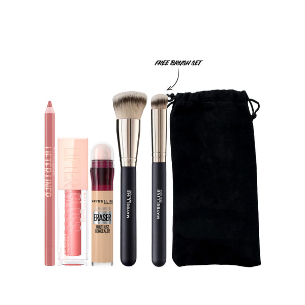 Maybelline New York Black Friday bundle including IAR, Lifter Gloss, and Lifter Liner on white background.