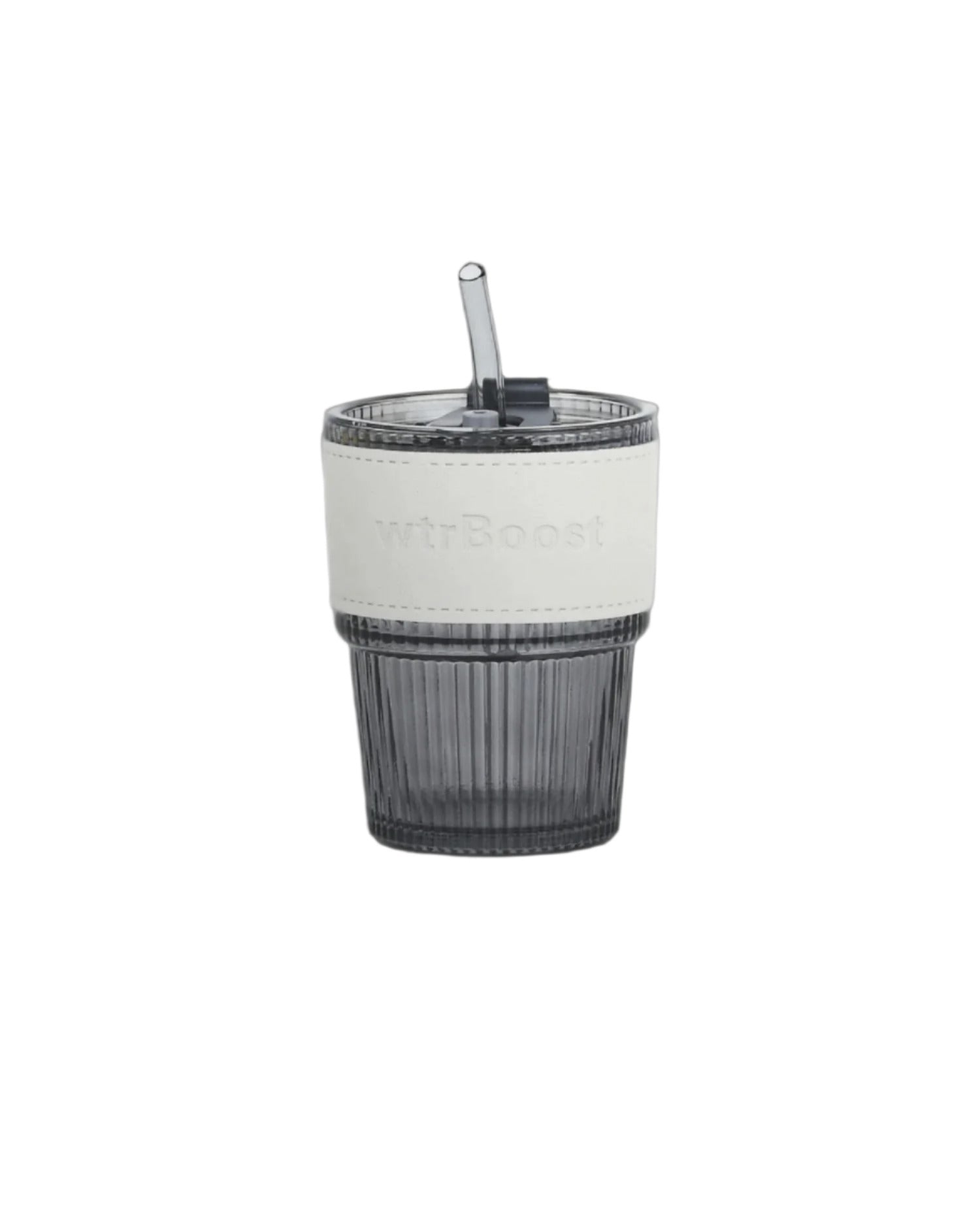 wtrBoost - Black Stylish Heat-Resistant Glass Tumbler with Straw | MazenOnline