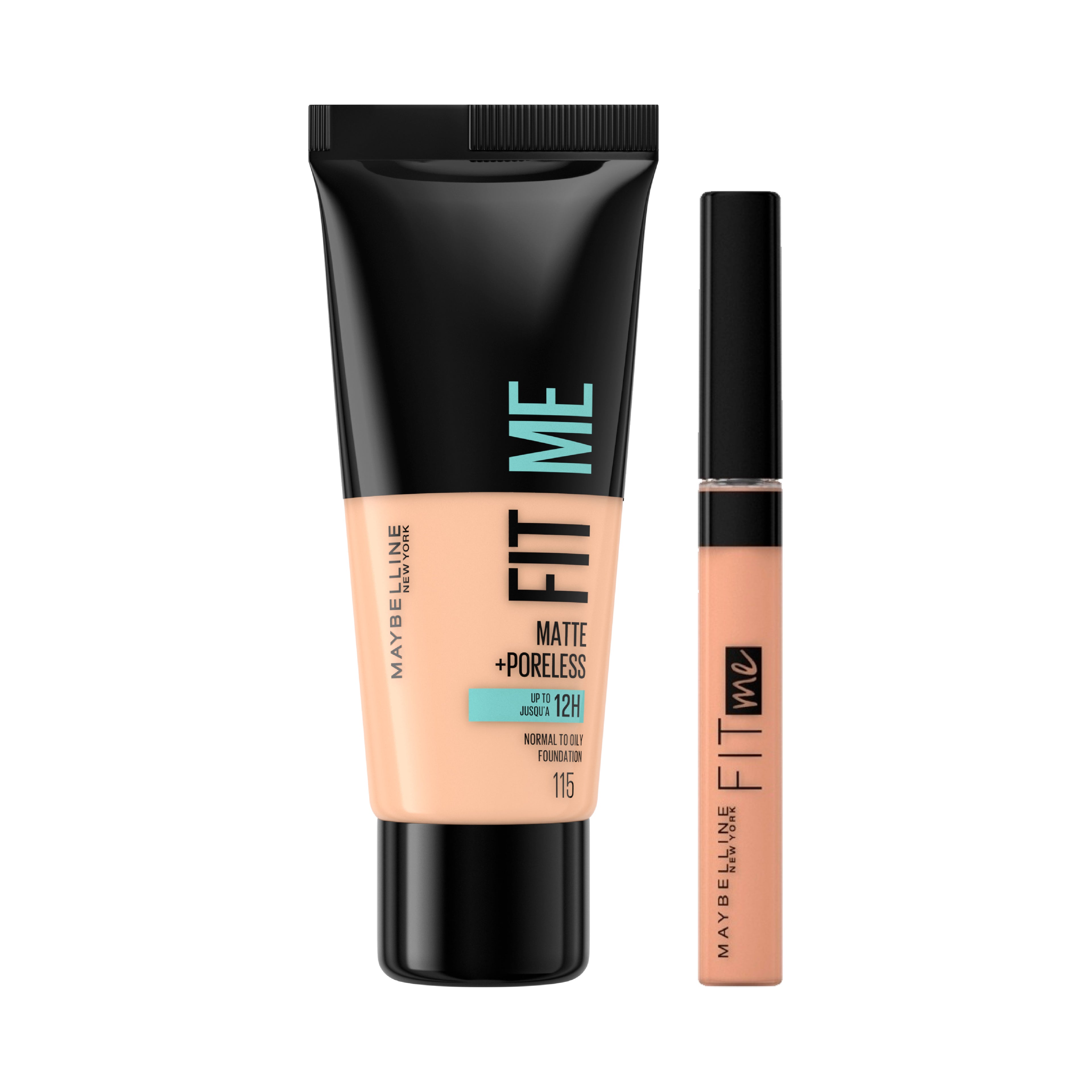 Fit Me Matte Poreless Liquid Foundation Ideal For Normal To Oily Skin + Flawless Fit Me Concealer Oil and Fragrance-Free- Natural Coverage