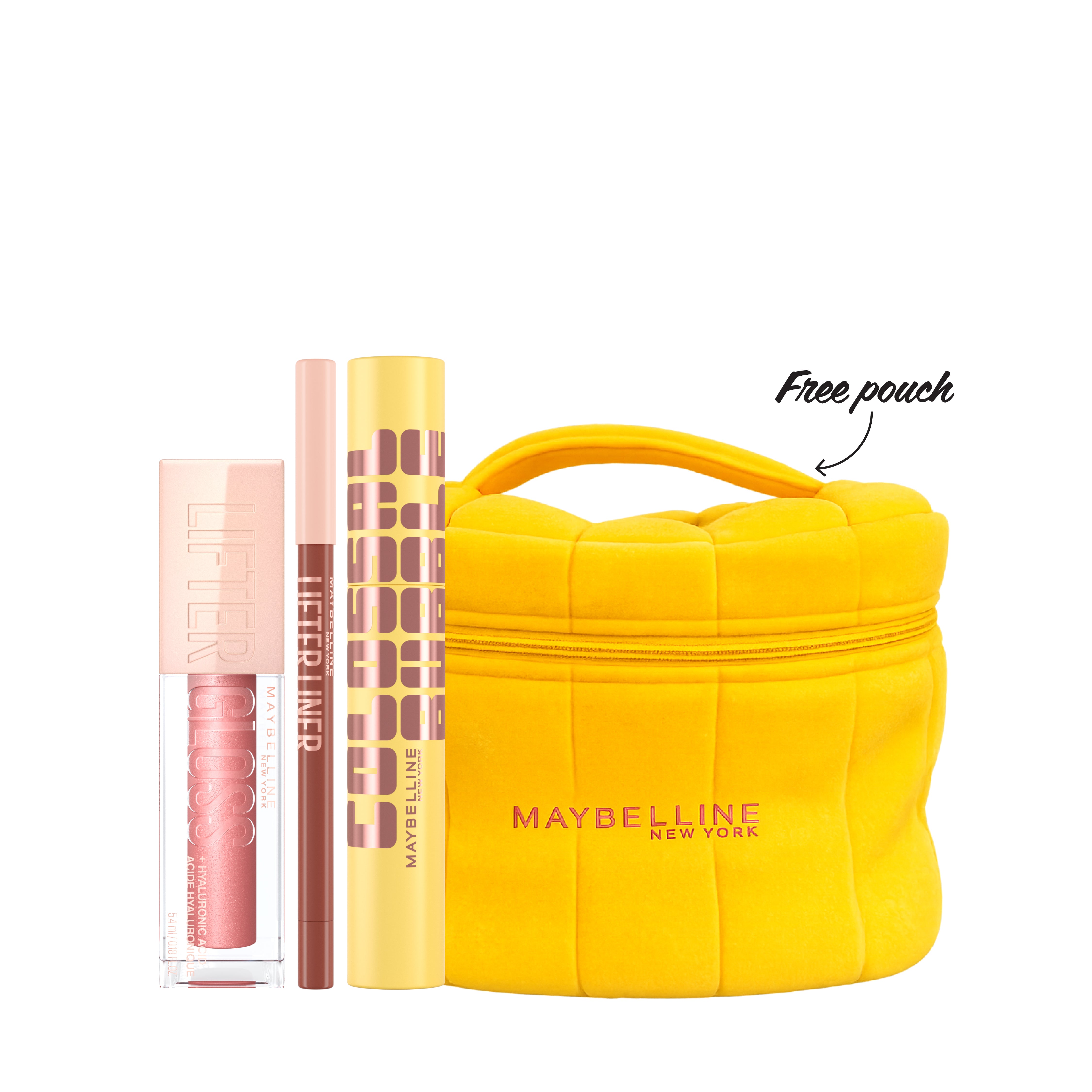 Maybelline New York - Lifter Gloss + Lifter Liner Lip Liner  + Colossal Bubble Mascara Buildable Sleek Volume + Gift | MazenOnline