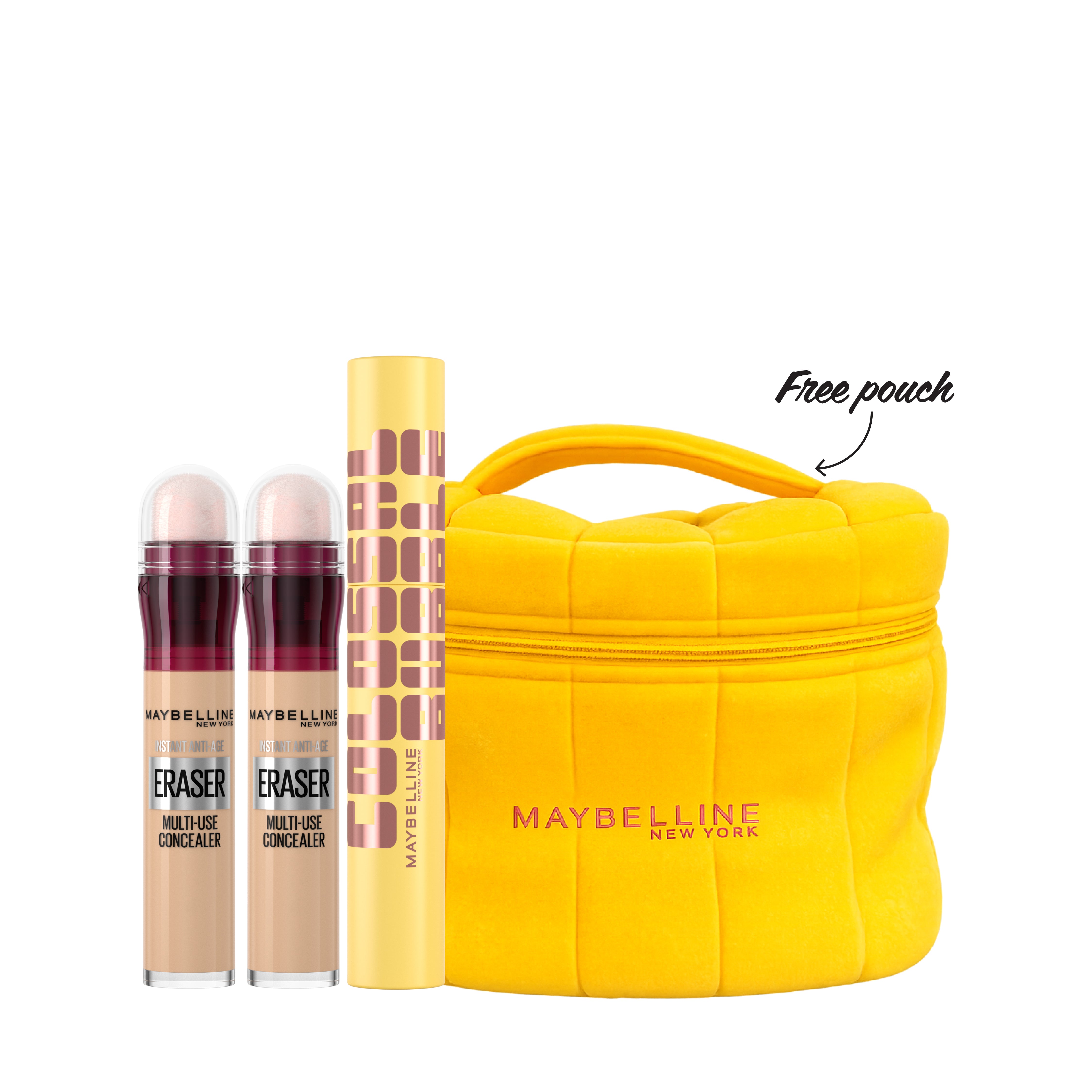 Maybelline New York - 2*Flawless Fit Me Concealer  + Colossal Bubble Mascara Buildable Sleek Volume and Long Lasting  + Gift | MazenOnline