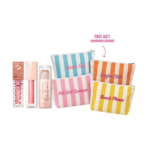 Sunkisser Multi-Use Liquid Blush And Bronzer + Lifter Gloss Lip Gloss Makeup with Hyaluronic  + Lifter Stix Multi-Use Face Stick  + Gift