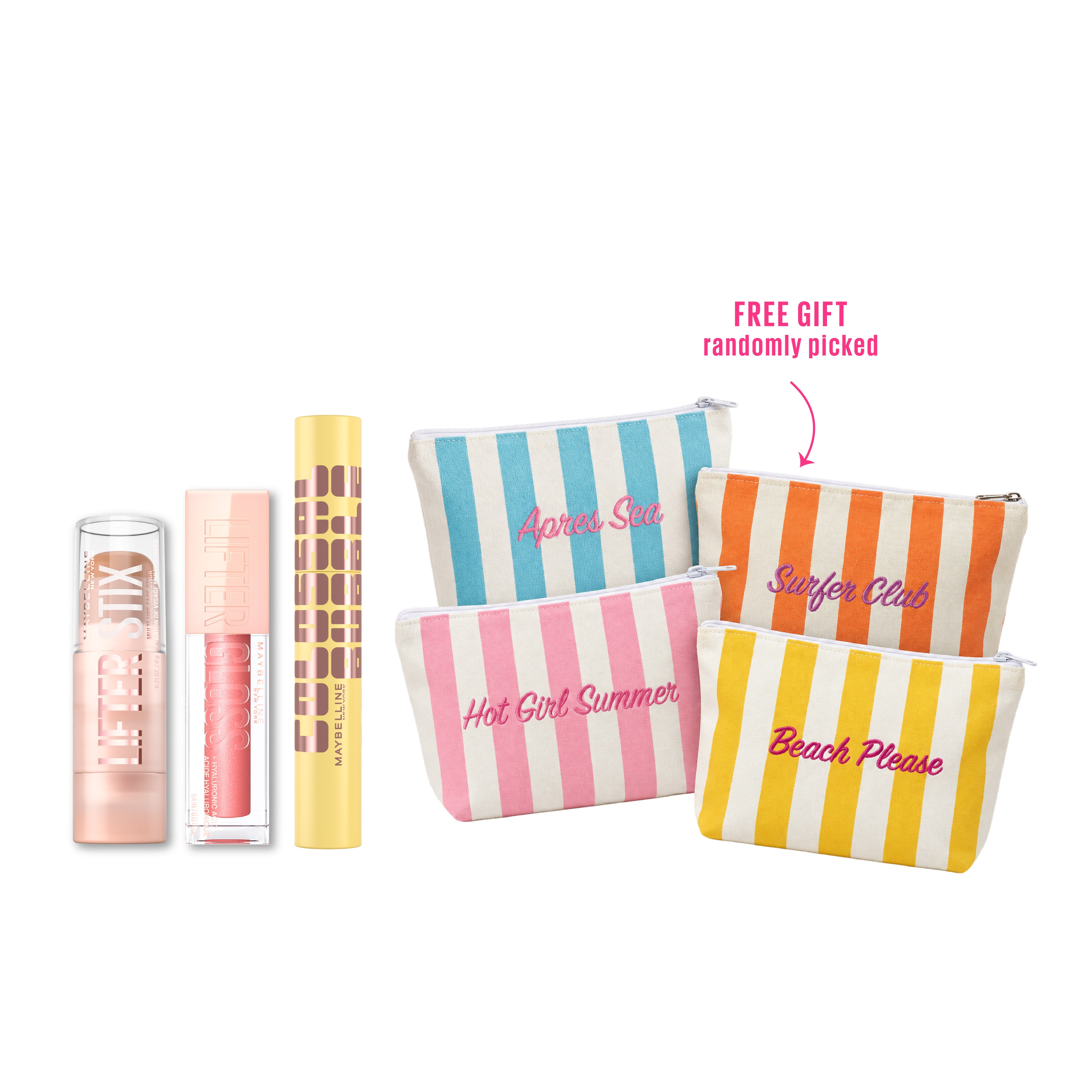 Colossal Bubble Mascara Buildable Sleek  + Lifter Gloss Lip Gloss Makeup with Hyaluronic  + Lifter Stix Multi-Use Face Stick  + Gift