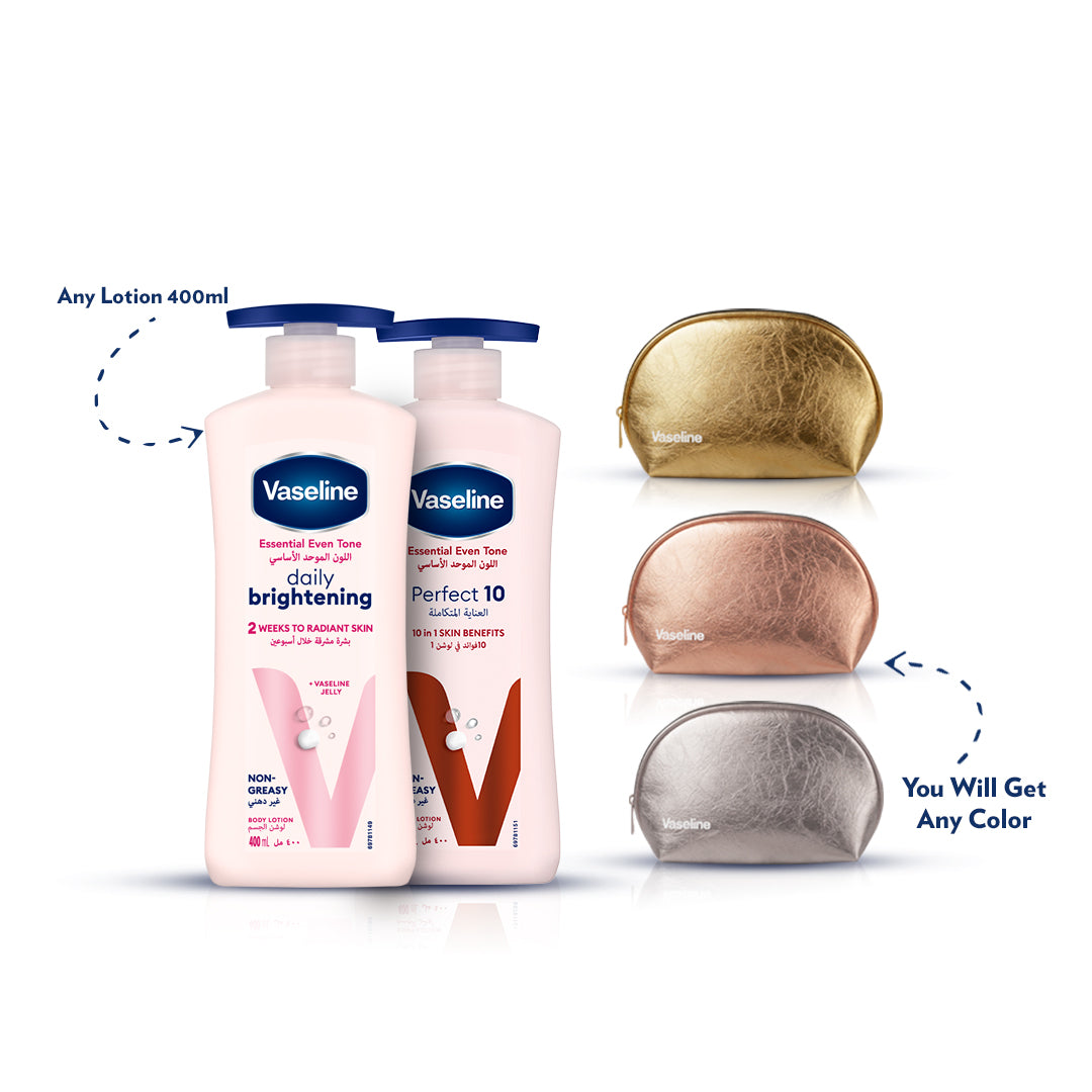 Daily Brightening Lotion 400 ML + Perfect 10 Lotion 400 ML + Pouch - MazenOnline