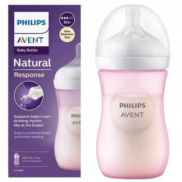 Avent - Natural Response Baby Bottle 1m+ Pink 260ml | MazenOnline