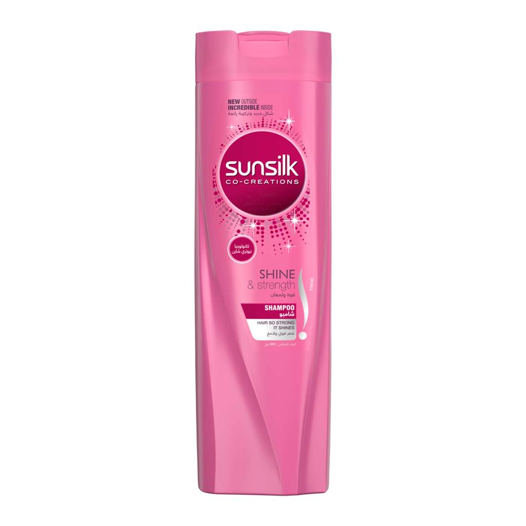 Shampoo Shine & Strength by Sunsilk with a sleek bottle and vibrant label, displayed on a white background.