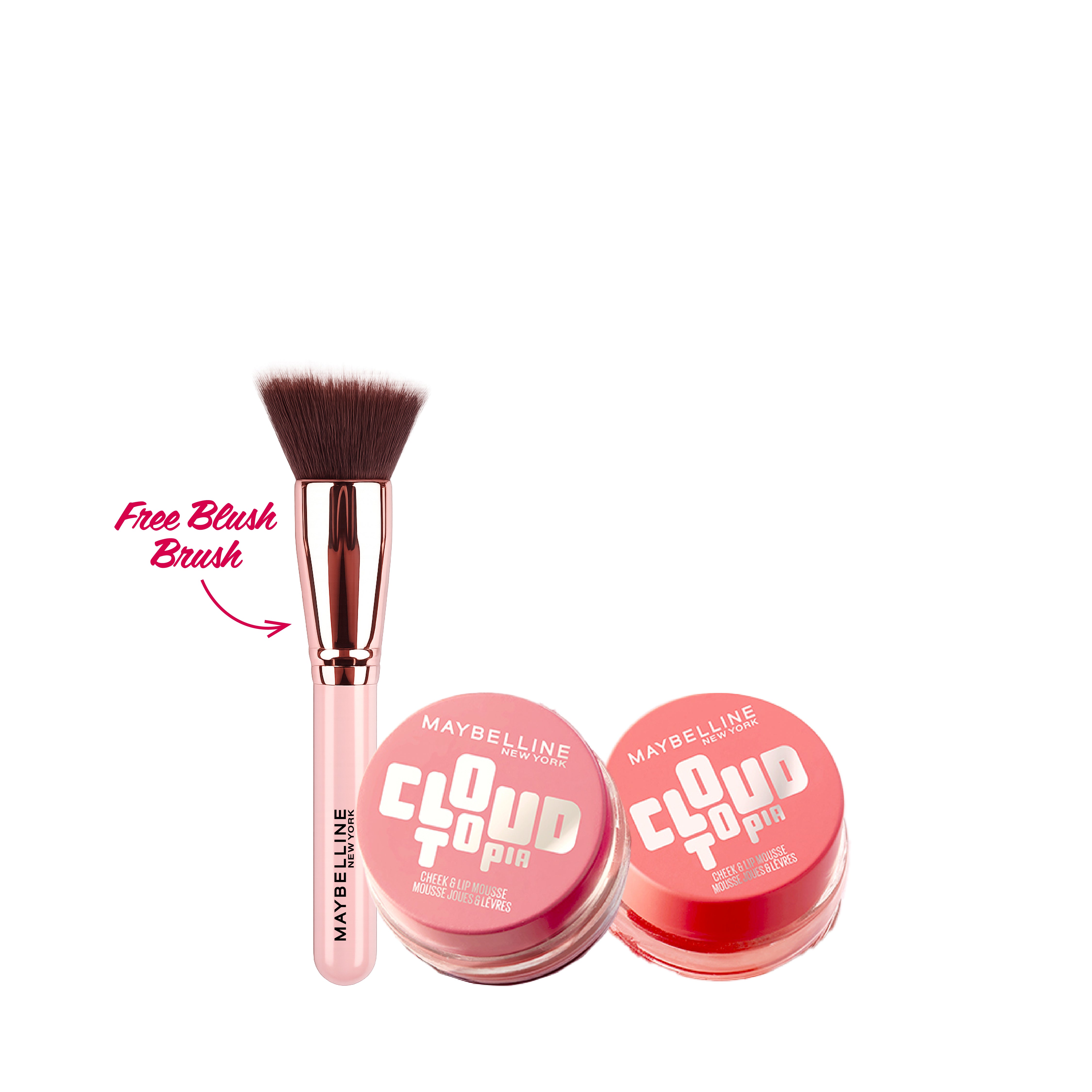 2 * Cloudtopia Blush for Cheeks and Lip Mousse + Brush