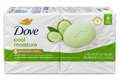Dove Cool Moist Soap Bar six-pack featuring refreshing cucumber scent and moisturizing formula for smooth skin