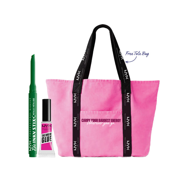 Epic Inky Stix Creamy Mechanical Gel Eyeliner + The Brow Glue Instant Brow Styler + NYX Branded Tote Bag