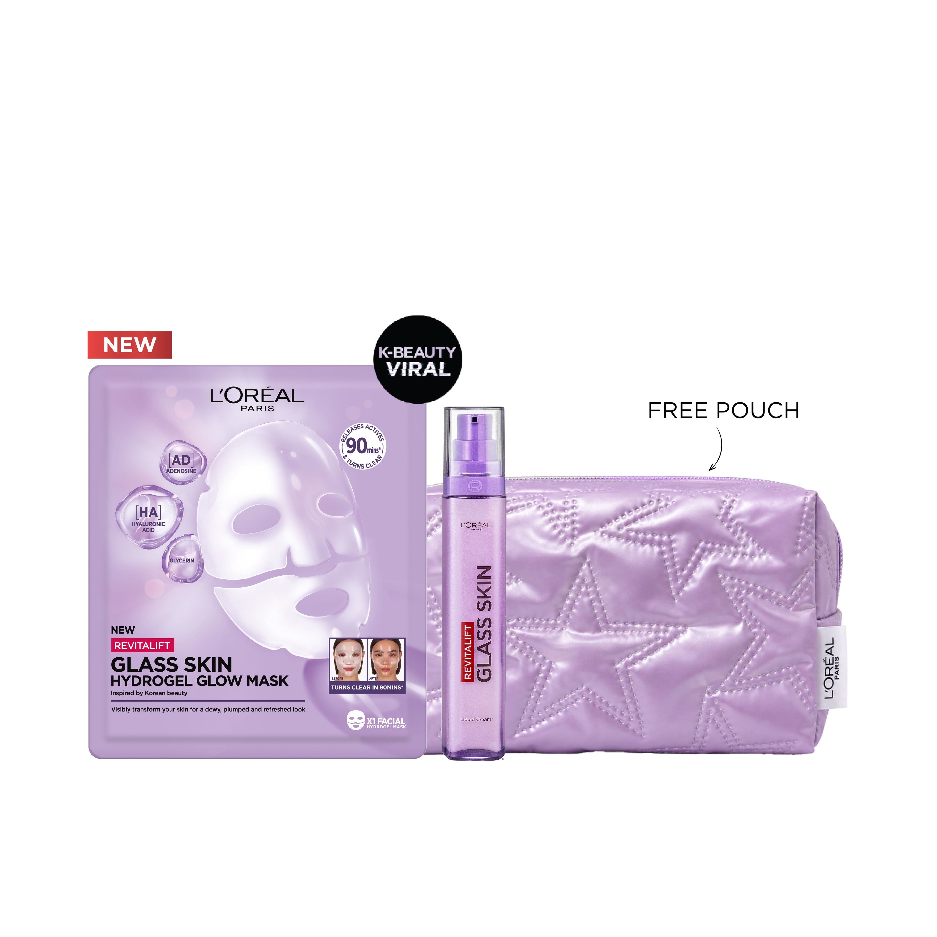 Glass Skin Cream + Hydrogel Mask + Pouch