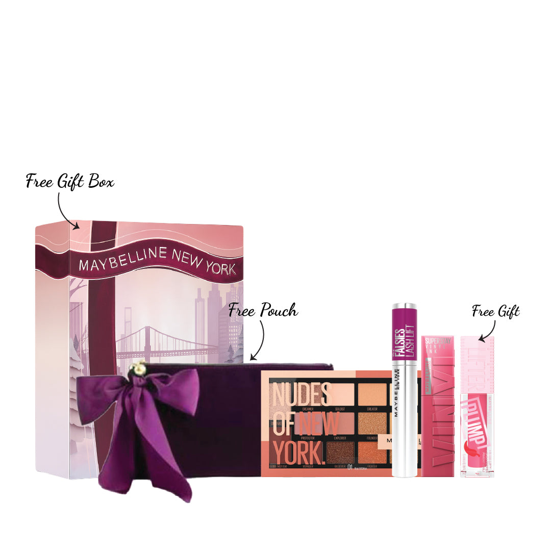 The Falsies Lash Lift Mascara + Super Stay Vinyl Ink Longwear  + Eyeshadow Nudes of New York + Lifter Plump Gift