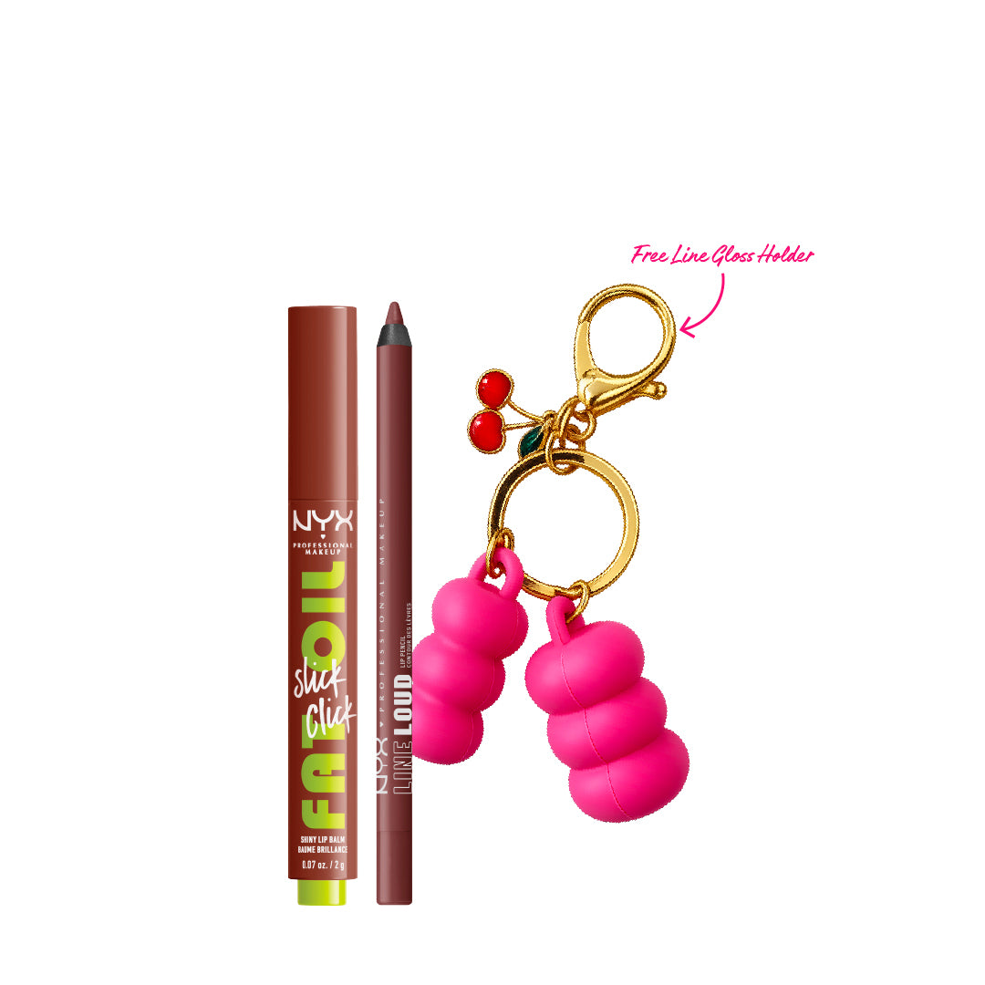 Line Loud Lip Liner Pencil + Fat Oil Slick Click Shiny Lip Balm + Gift
