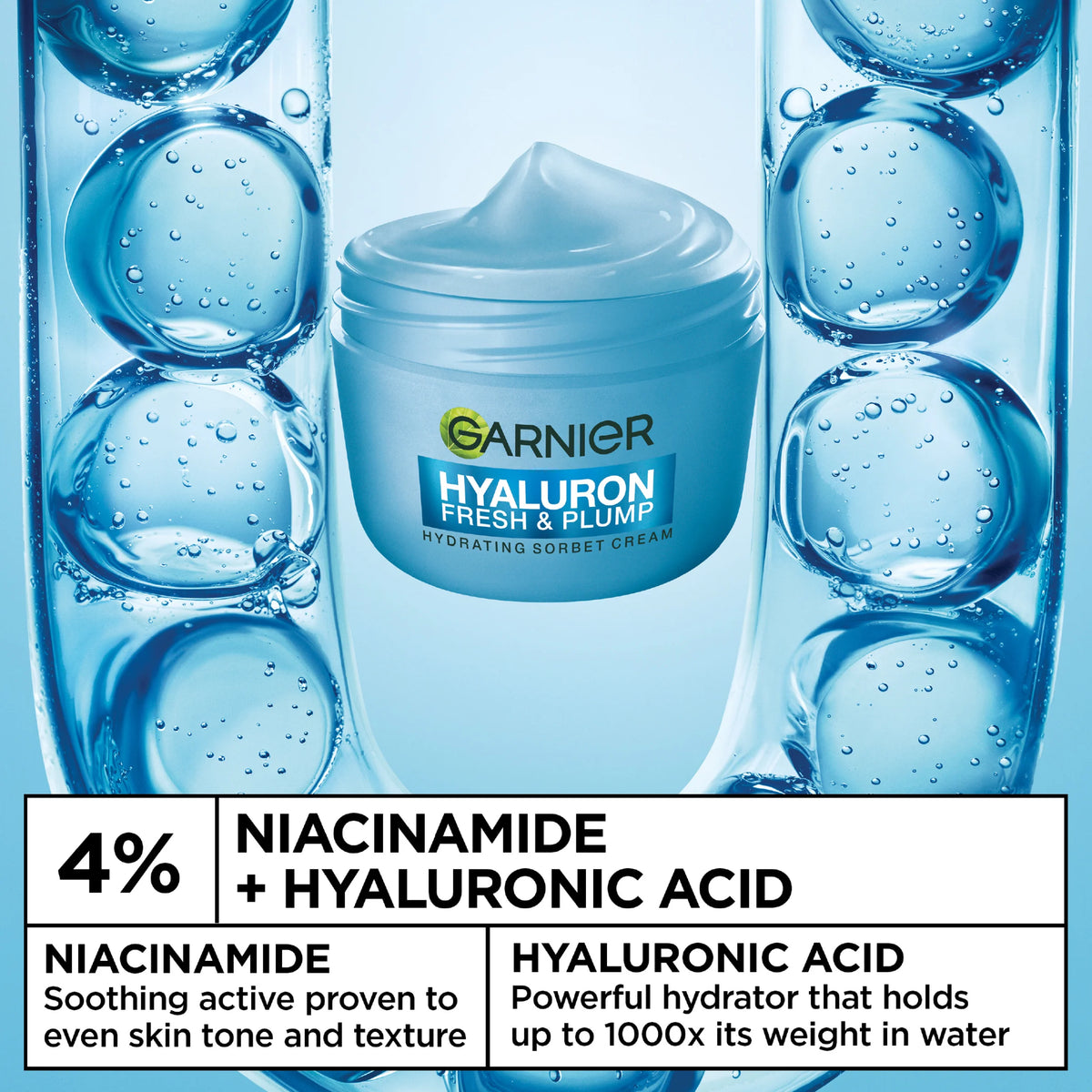 Hyaluron Fresh & Plump Cream - Hydration, 48H Oil Free - 4% [Hyaluronic Acid + Niacinamide] - Cruelty Free International & Vegan