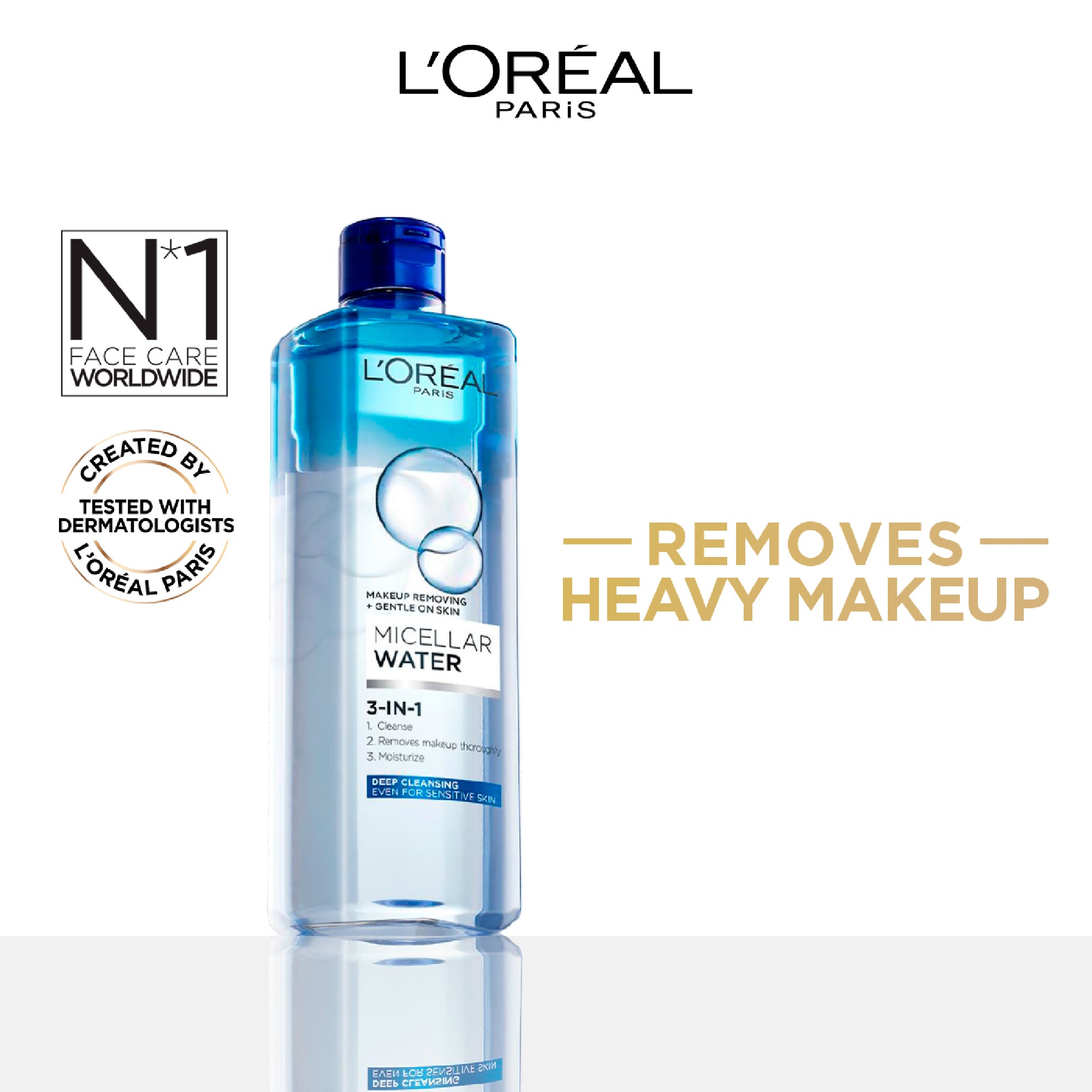 L'Oréal Paris - 3-in-1 Deep Cleansing Micellar Water for long wear makeup remover | MazenOnline