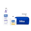 Mixa Any Lotion 400 ml with jar, skincare lotion bottle and matching storage jar on a white background