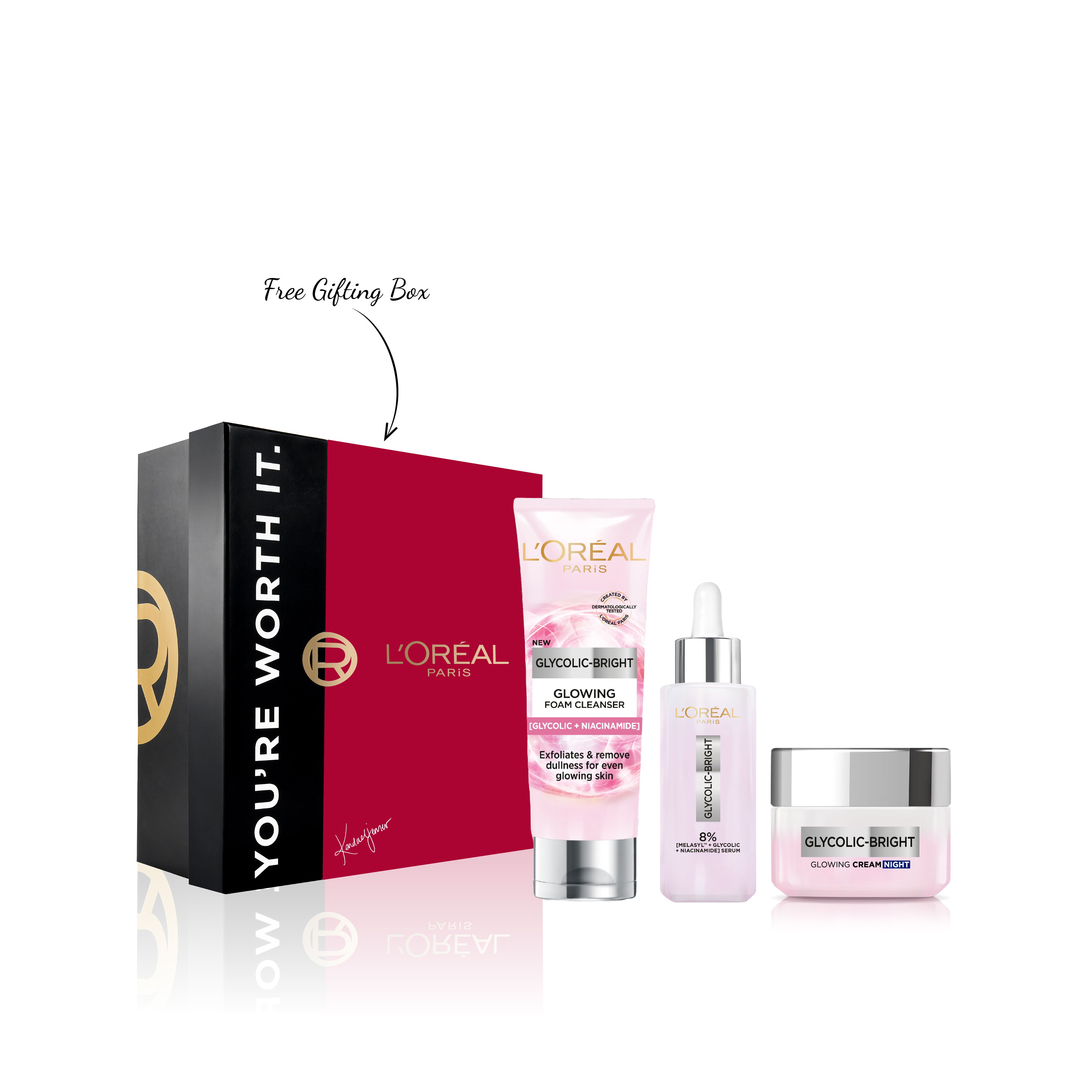 L'Oréal Paris - Glycolic Bright Wash + Serum + Night Cream | MazenOnline