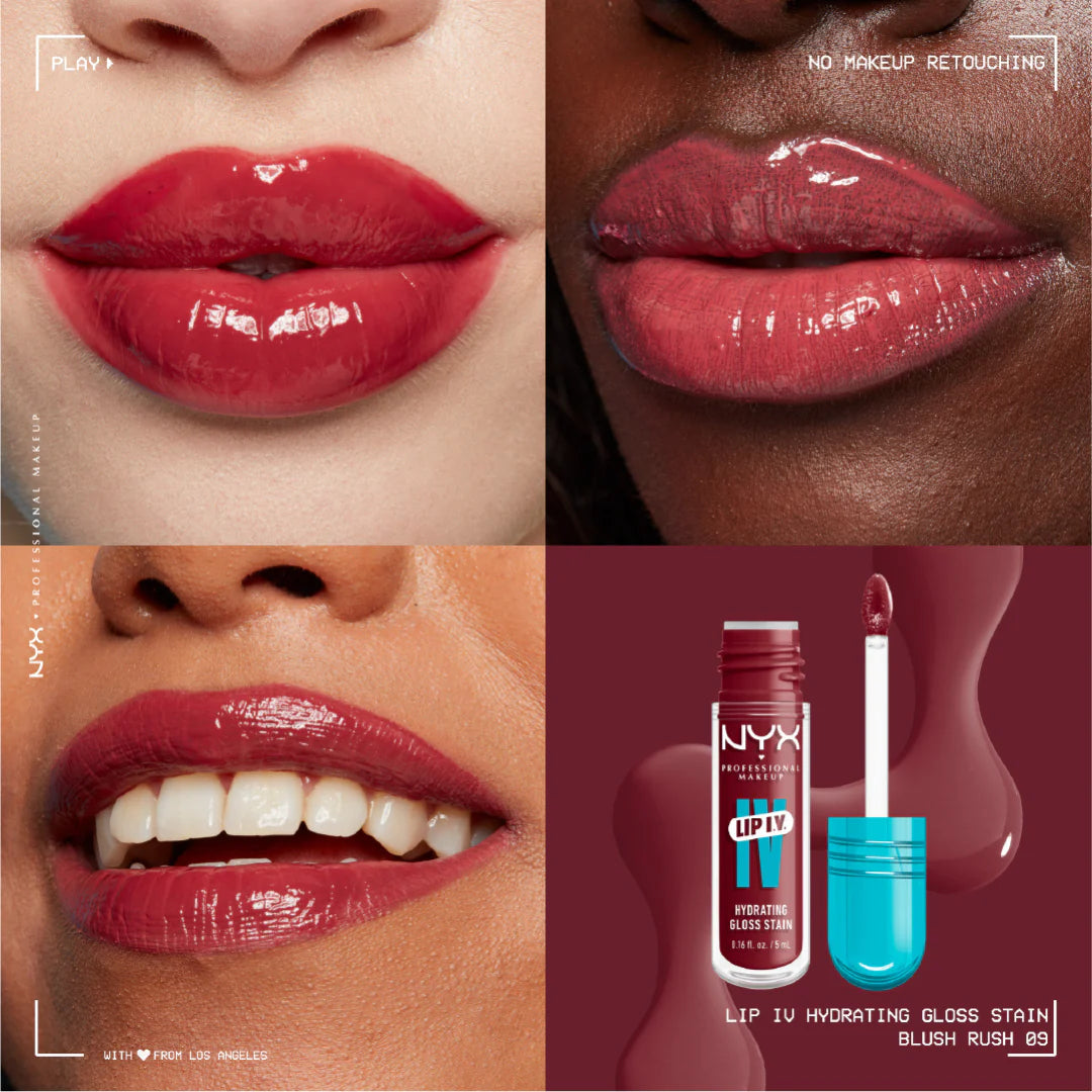 NYX Professional Makeup - Lip IV Hydrating Gloss Stain, Lip Gloss, Up to 12HR Hydration, High Pigment, Wet Shine Finish | MazenOnline