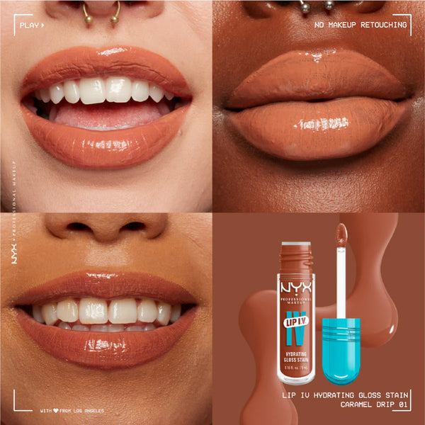 NYX Professional Makeup - Lip IV Hydrating Gloss Stain, Lip Gloss, Up to 12HR Hydration, High Pigment, Wet Shine Finish | MazenOnline