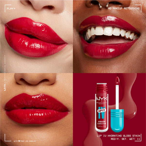 NYX Professional Makeup - Lip IV Hydrating Gloss Stain, Lip Gloss, Up to 12HR Hydration, High Pigment, Wet Shine Finish | MazenOnline