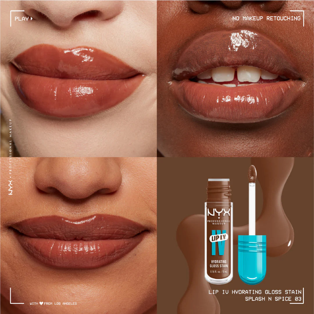 NYX Professional Makeup - Lip IV Hydrating Gloss Stain, Lip Gloss, Up to 12HR Hydration, High Pigment, Wet Shine Finish | MazenOnline