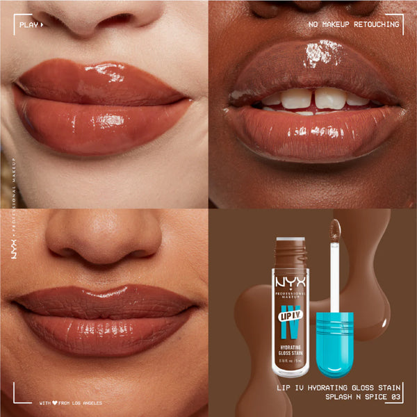 NYX Professional Makeup - Lip IV Hydrating Gloss Stain, Lip Gloss, Up to 12HR Hydration, High Pigment, Wet Shine Finish | MazenOnline