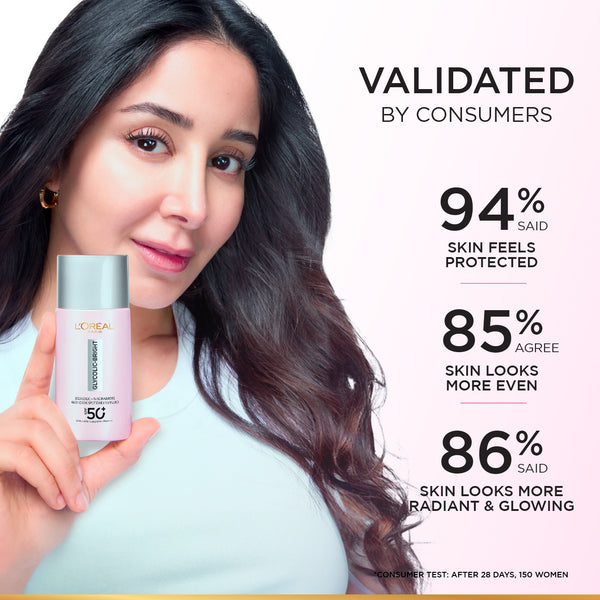 L'Oréal Paris - Glycolic Bright Anti-Dark Spot Daily UV Fluid SPF 50+ with [Glycolic Acid + Niacinamide] | MazenOnline