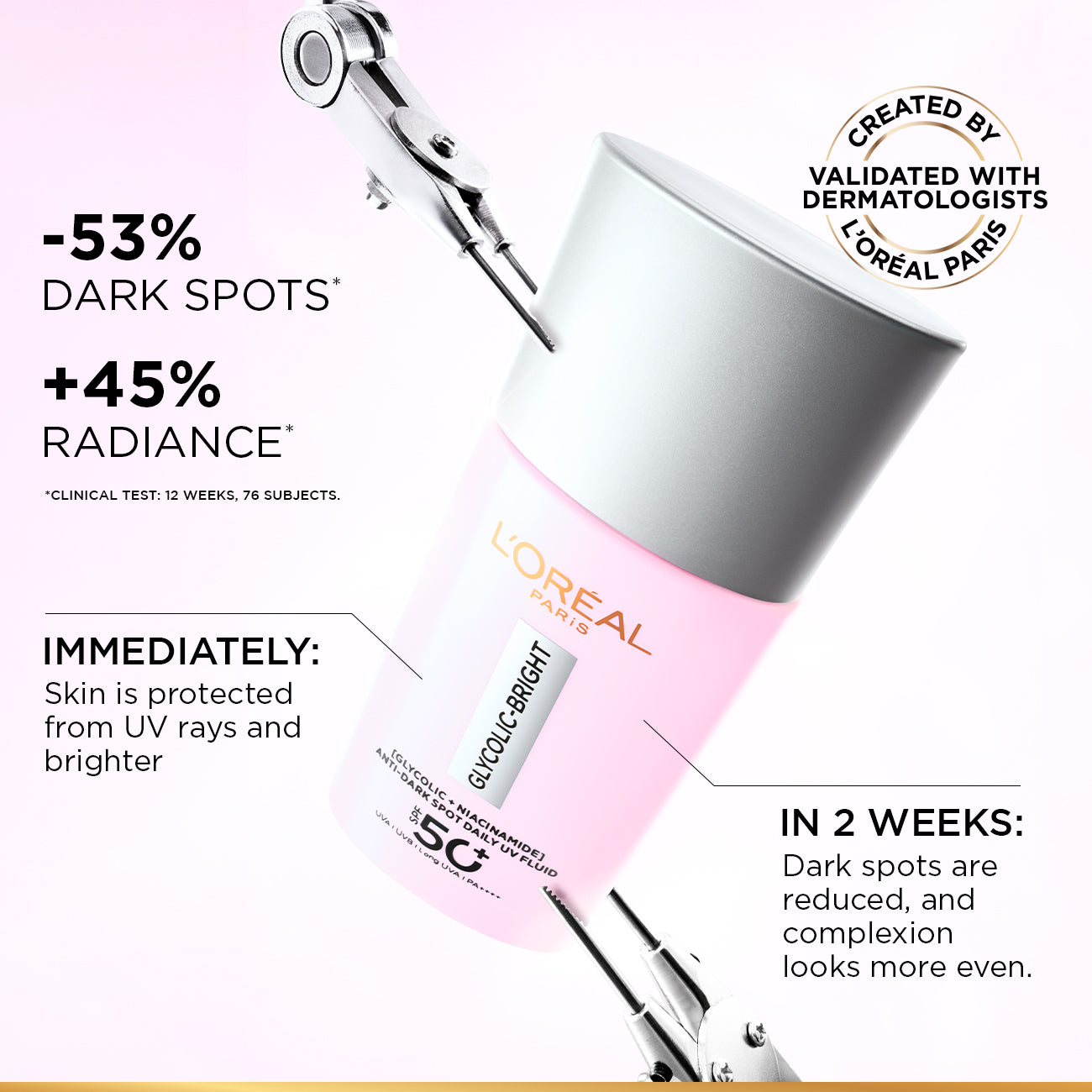 L'Oréal Paris - Glycolic Bright Anti-Dark Spot Daily UV Fluid SPF 50+ with [Glycolic Acid + Niacinamide] | MazenOnline