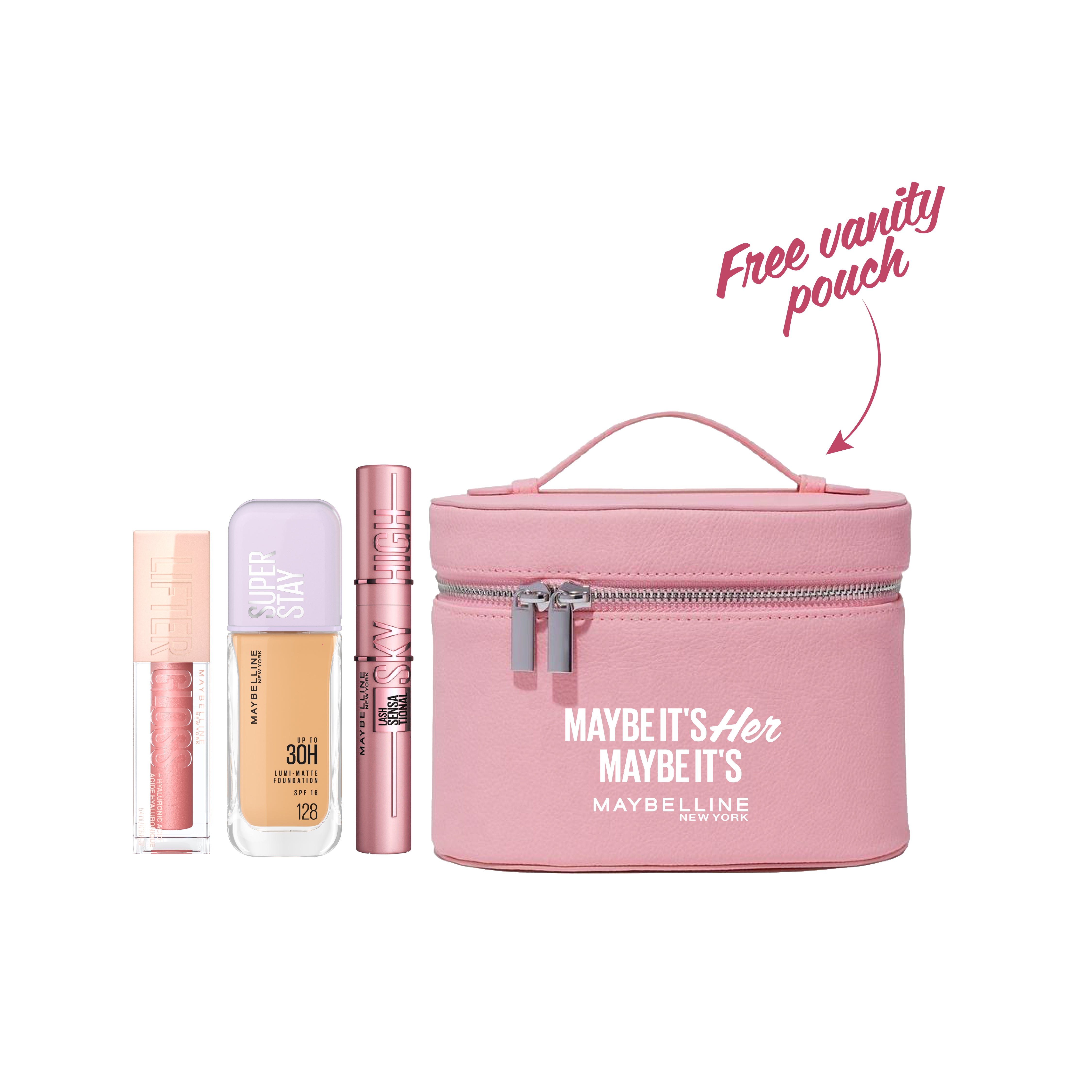 Maybelline New York - Lifter Gloss+ Foundation Super Stay Up To 30h Lumi Matte + Lash Sensational Sky High +Gift | MazenOnline
