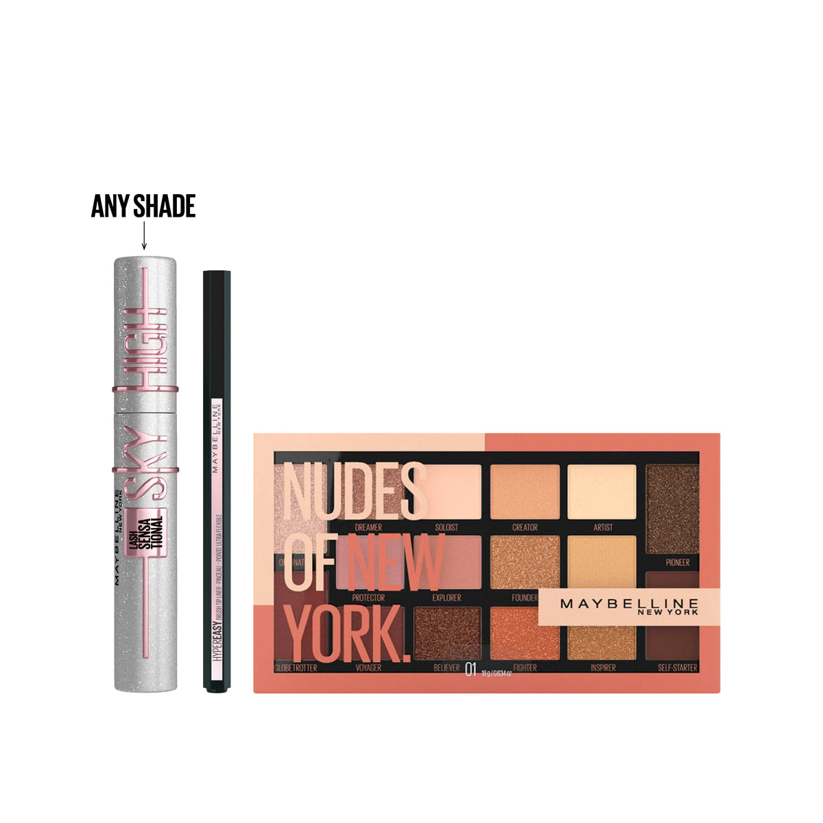 EYESTUDIO HYPER EASY LIQUID LINER MATTE + Eyeshadow Nudes of New York + Sensational Sky High Mascara