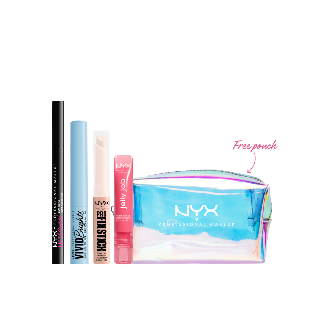 Vivid Brights Colored Liquid Eyeliner + Lift & Snatch! Brow Tint Pen + Pro Fix Stick Correcting Concealer + Jelly Job Lip Gloss + Gift