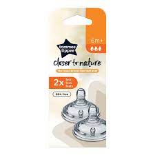Tommee Tippee - Closer To Nature Teats Fast Flow 6M+ -Pack of 2 | MazenOnline