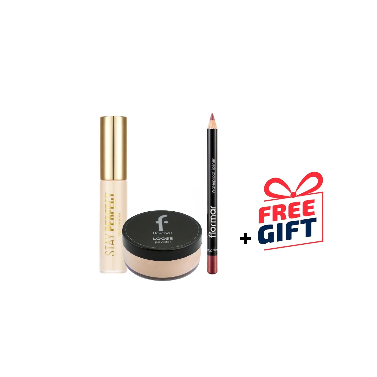 Flormar - Waterproof Lipliner + Stay Perfect Concealer + Loose Powder + Gifts | MazenOnline