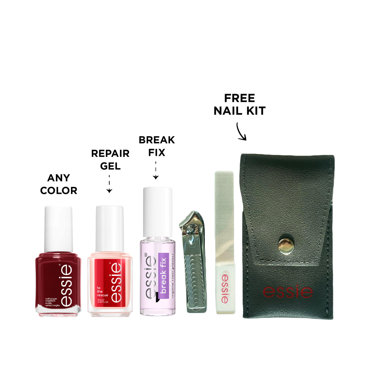 Essie To The Rescue UV Gel Damage Repair and Break Fix liquid nail care treatment with nail polish gift set