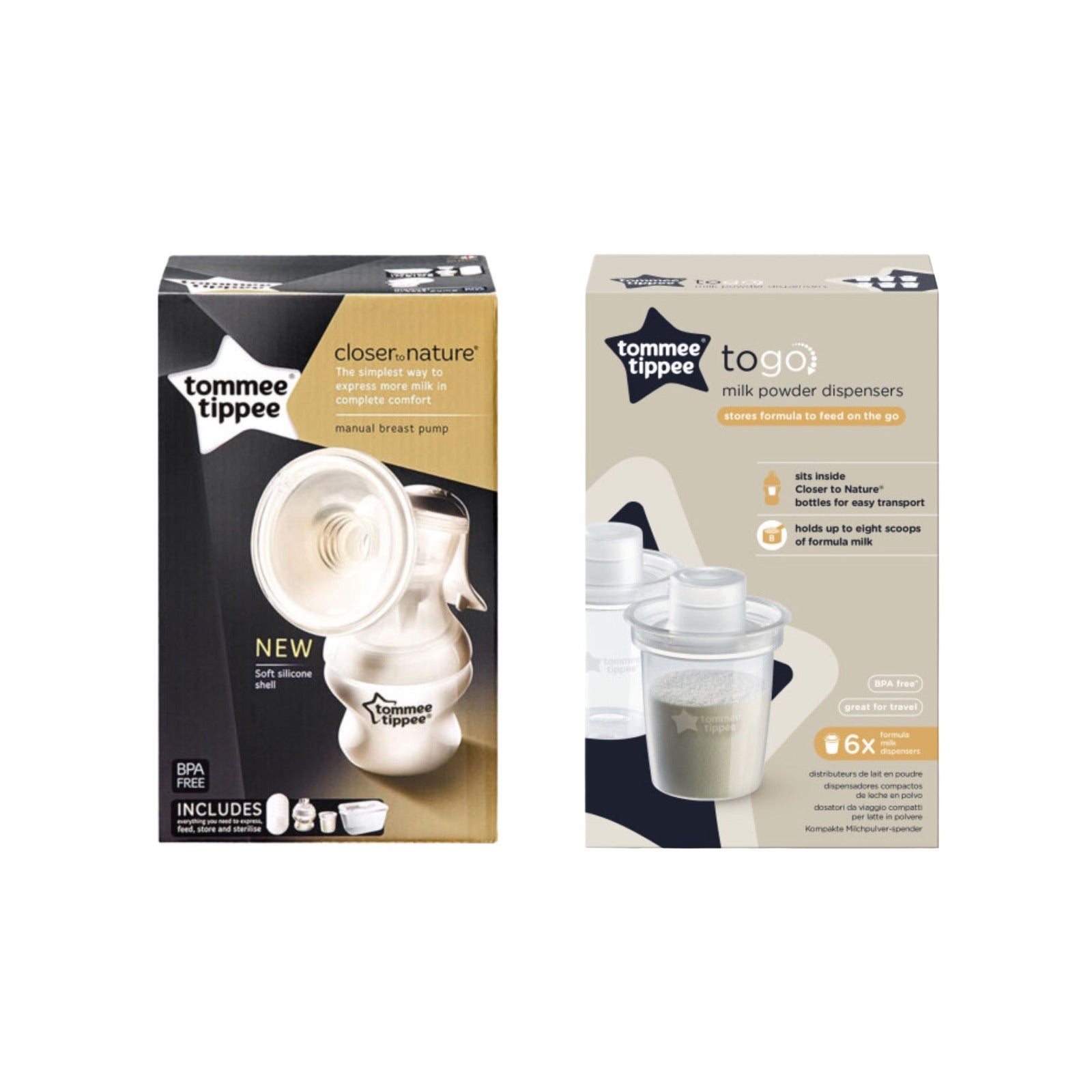 Tommee Tippee - Manual Breast Pump + Closer To Nature Milk Powder Dispensers | MazenOnline
