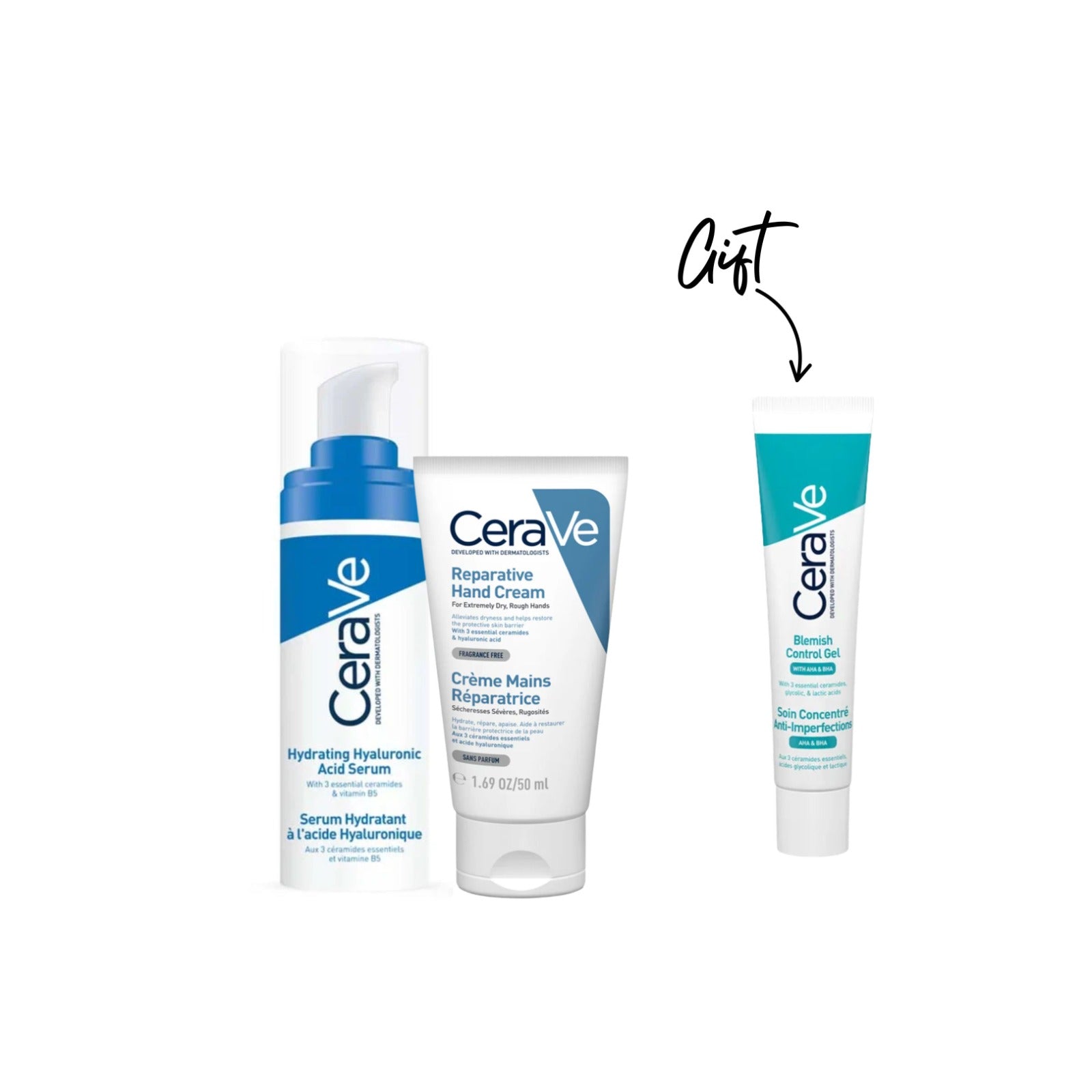 Therapeutic Hand Cream for Dry Cracked Hands With Hyaluronic Acid + Hydrating Hyaluronic Acid Face Serum + Gift AHA serum 40ml