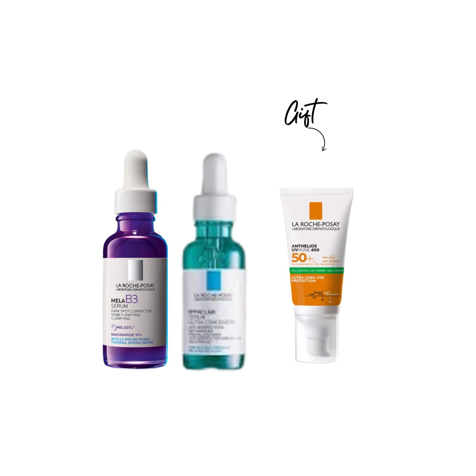 Effaclar Acne Serum with Salicylic Acid  + Mela B3 anti-dark spots + Anthelios UVMune 400 Moisturizing Sunscreen SPF50+