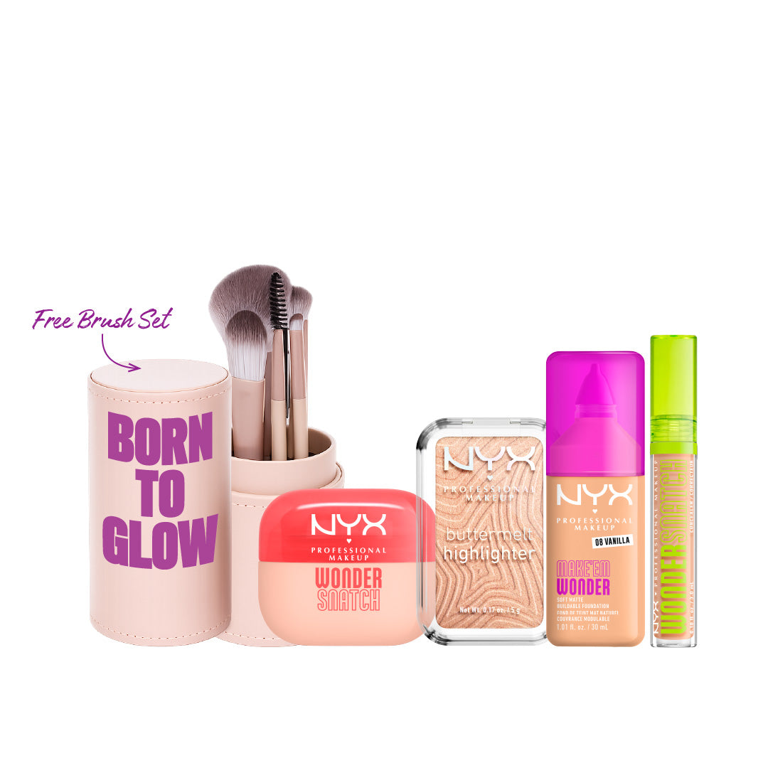 Wonder Snatch Setting Powder + Wonder Snatch Concealer + Make 'Em Wonder Liquid Foundation + Buttermelt Highlighter + Pro Brush Set