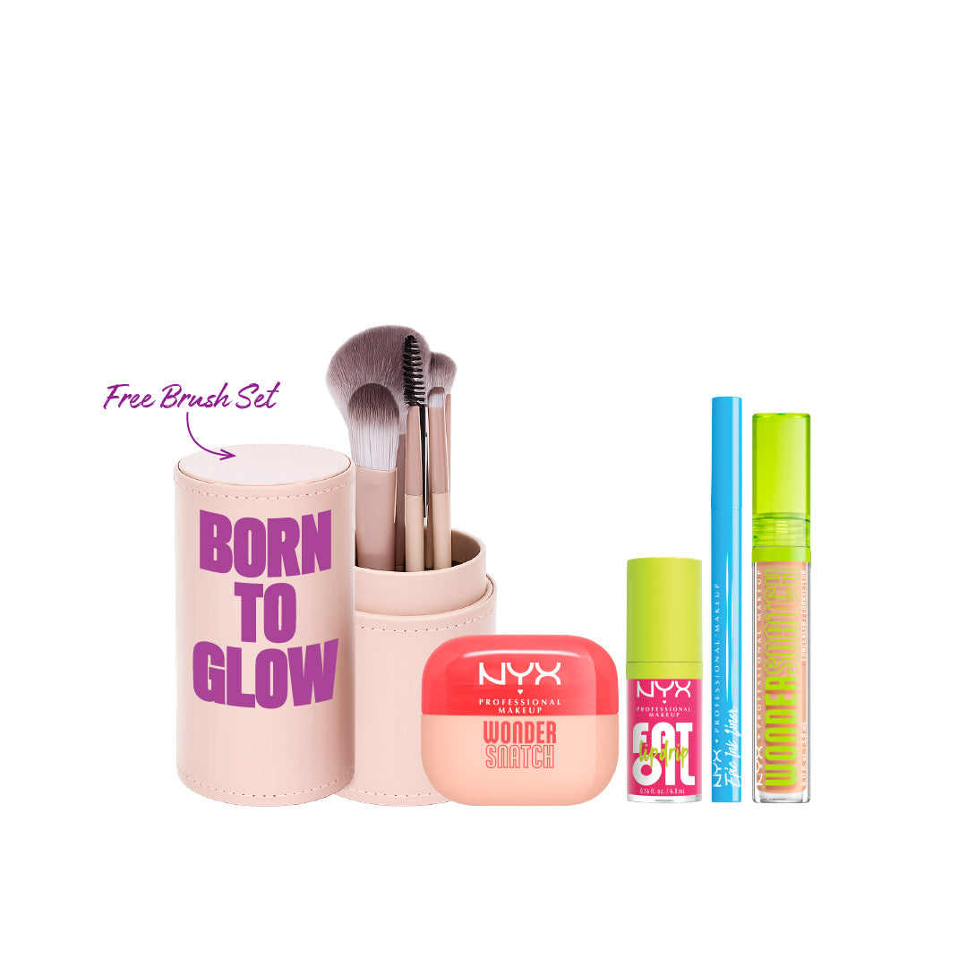 Epic Ink Liner, Waterproof Liquid Eyeliner + Fat Oil Lip Drip, Moisturizing + Wonder Snatch Setting Powder + Wonder Snatch Concealer + PRO BRUSH SET
