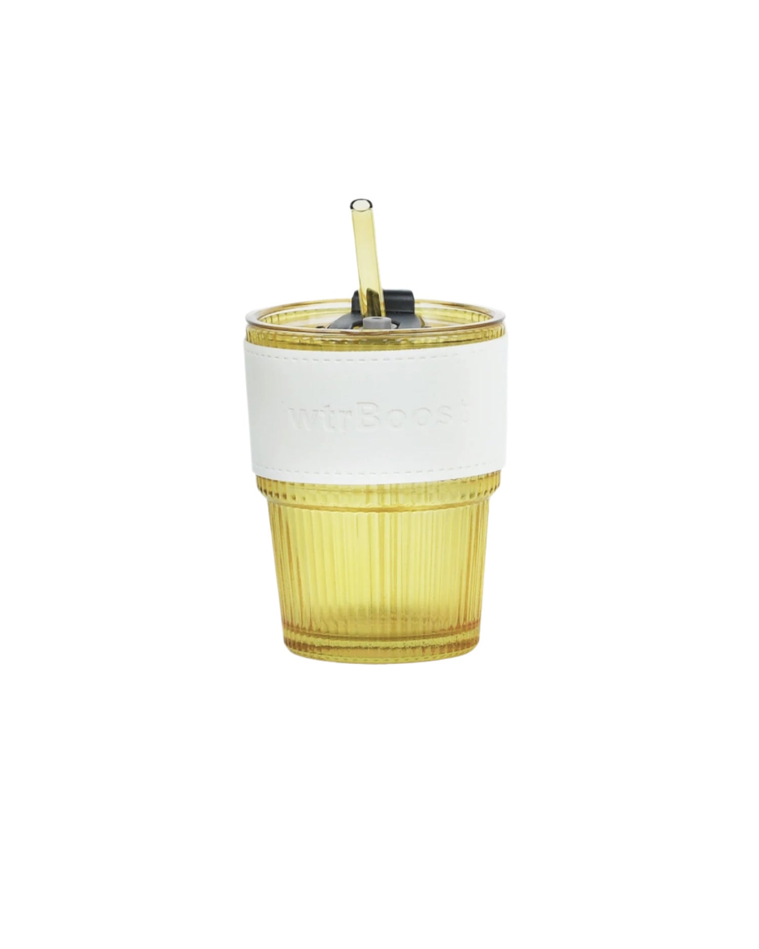 wtrBoost - Amber Stylish Heat-Resistant Glass Tumbler with Straw | MazenOnline