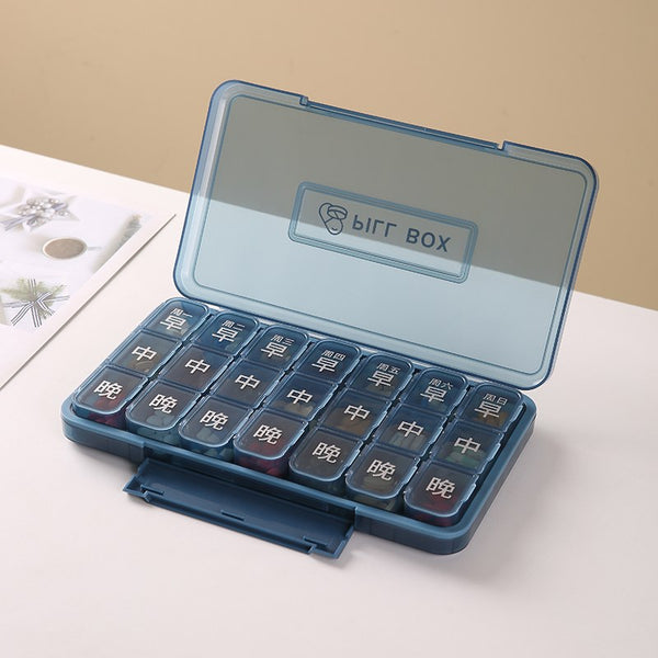 AB Care Ultra Planner 28 Weekly Pill Organizer with labeled compartments for daily medication management.