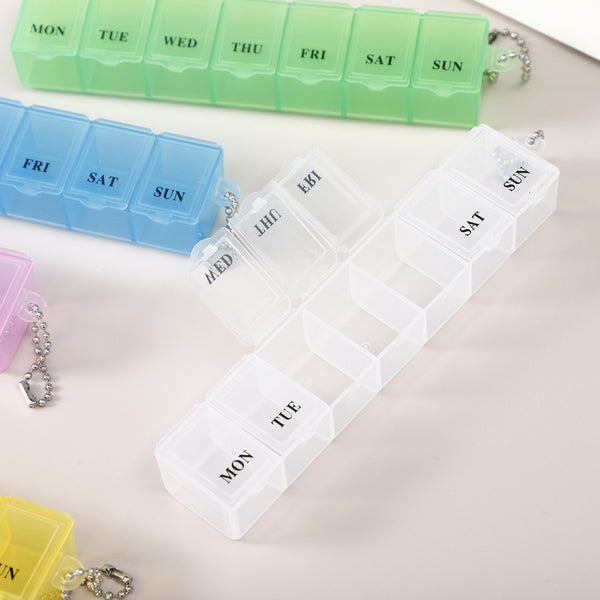 AB Care WeekStrip 7-day weekly pill organizer in vibrant colors, with individual compartments for medication management.