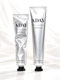 ADAY Shimmer Toothpaste in Silver Peppermint, two 75 ml silver tubes with black octagonal caps